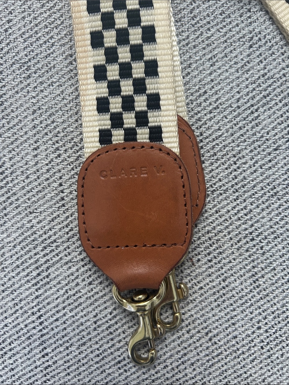 Clare V Cream and Black Checkered Bag Strap - Picture 2 of 6